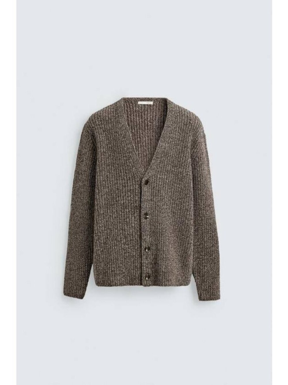 Zara Men's Sweater XL Knit Cardigan Brown Button Down wool blend NWT